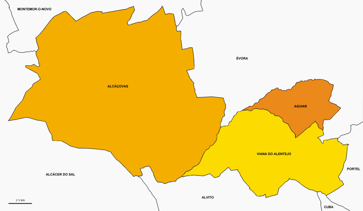 Mapa do concelho de Viana do Alentejo
