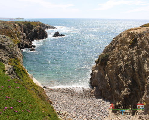 Praia de pedras roliças