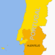 Mapa de Alentejo, região de Portugal
